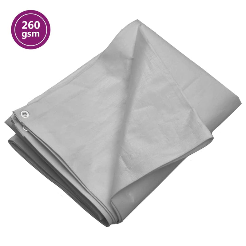 Prelată 260 g/m², gri, 8x8 m, HDPE