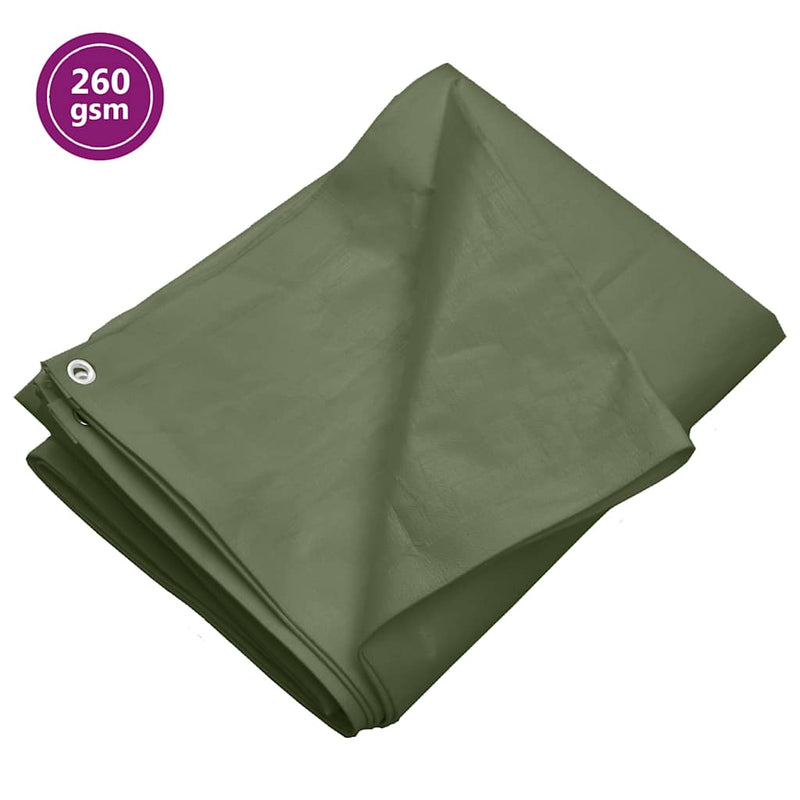 Prelată 260 g/m², verde, 6x10 m, HDPE
