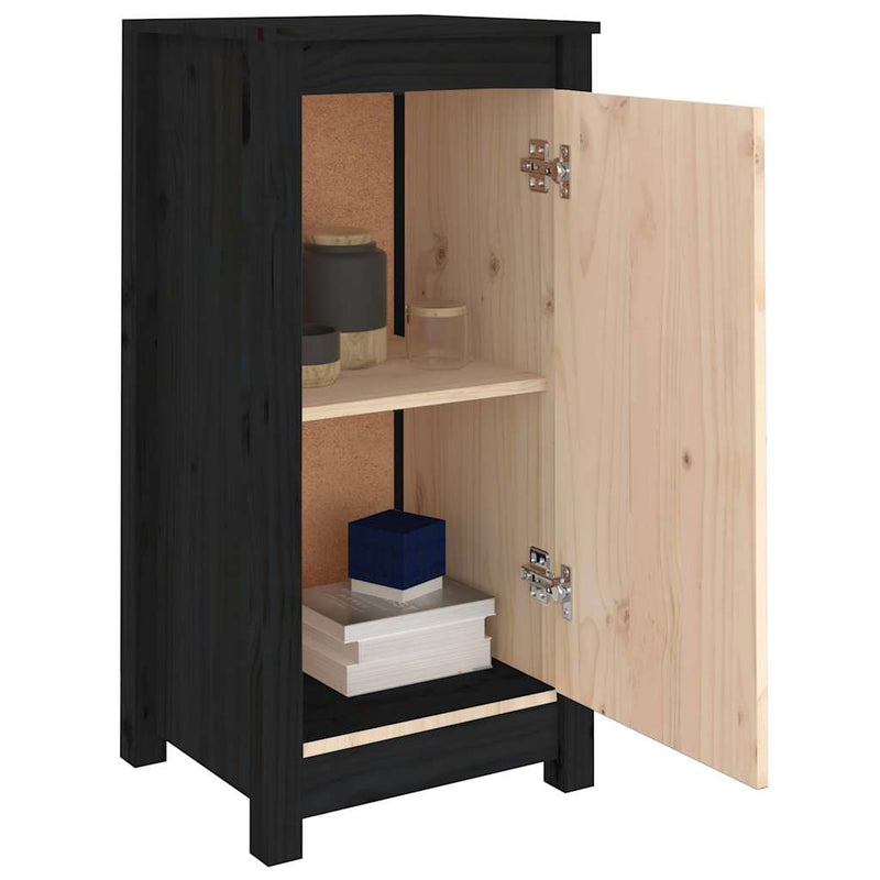 Servante, 2 buc., negru, 39x35x80 cm, lemn masiv de pin