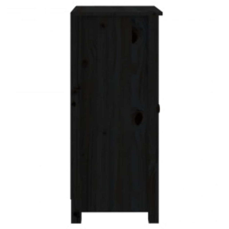Servante, 2 buc., negru, 39x35x80 cm, lemn masiv de pin