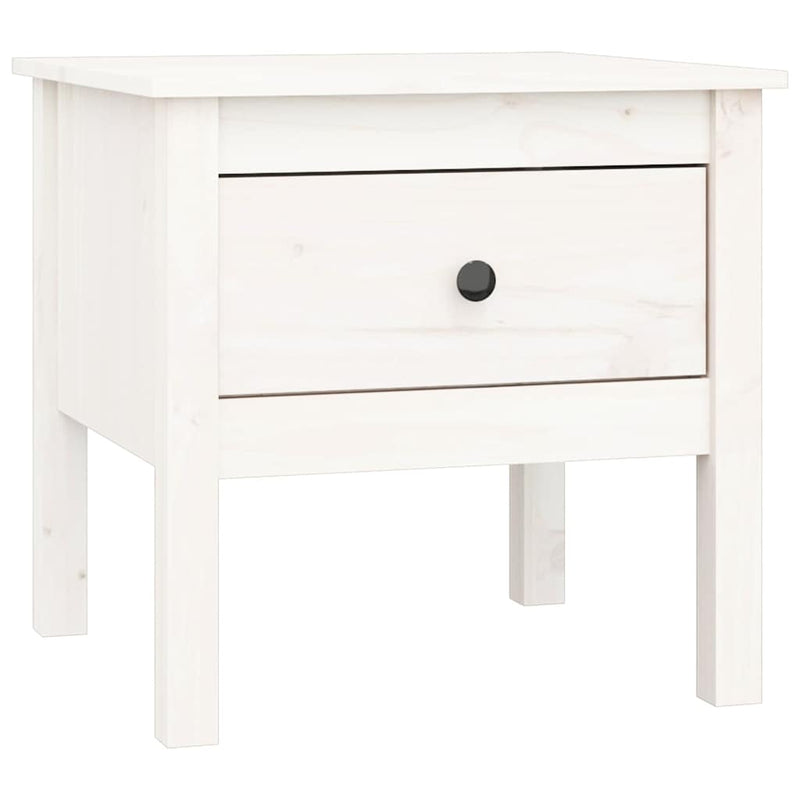 Mese laterale, 2 buc., alb, 50x50x49 cm, lemn masiv de pin