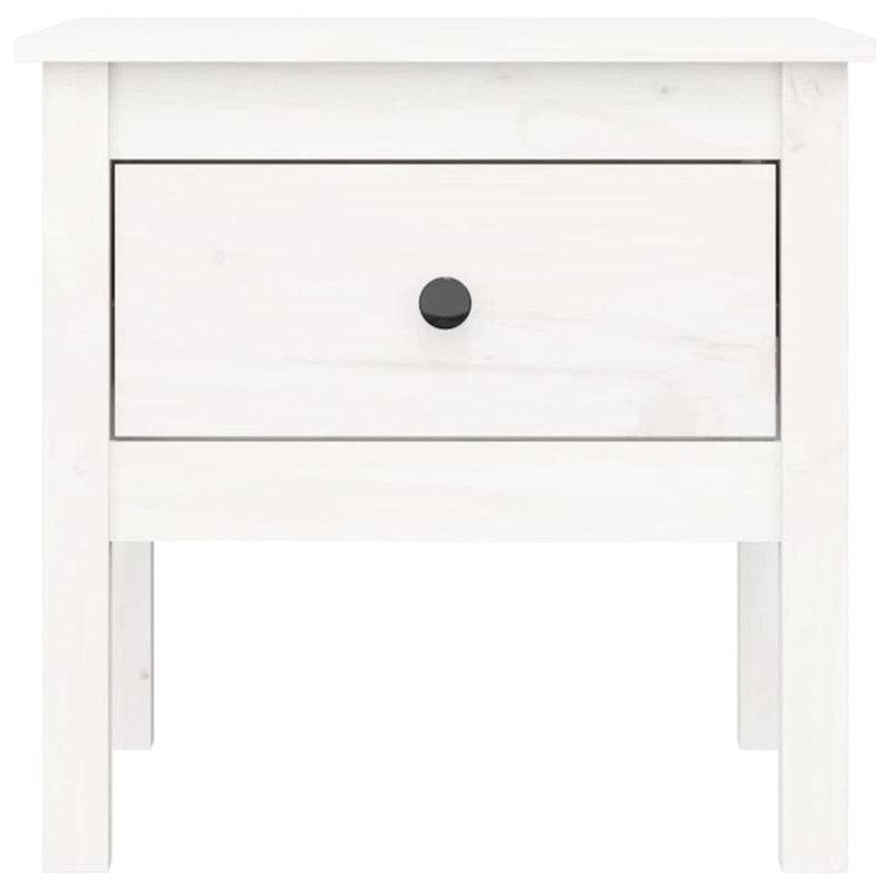 Mese laterale, 2 buc., alb, 50x50x49 cm, lemn masiv de pin