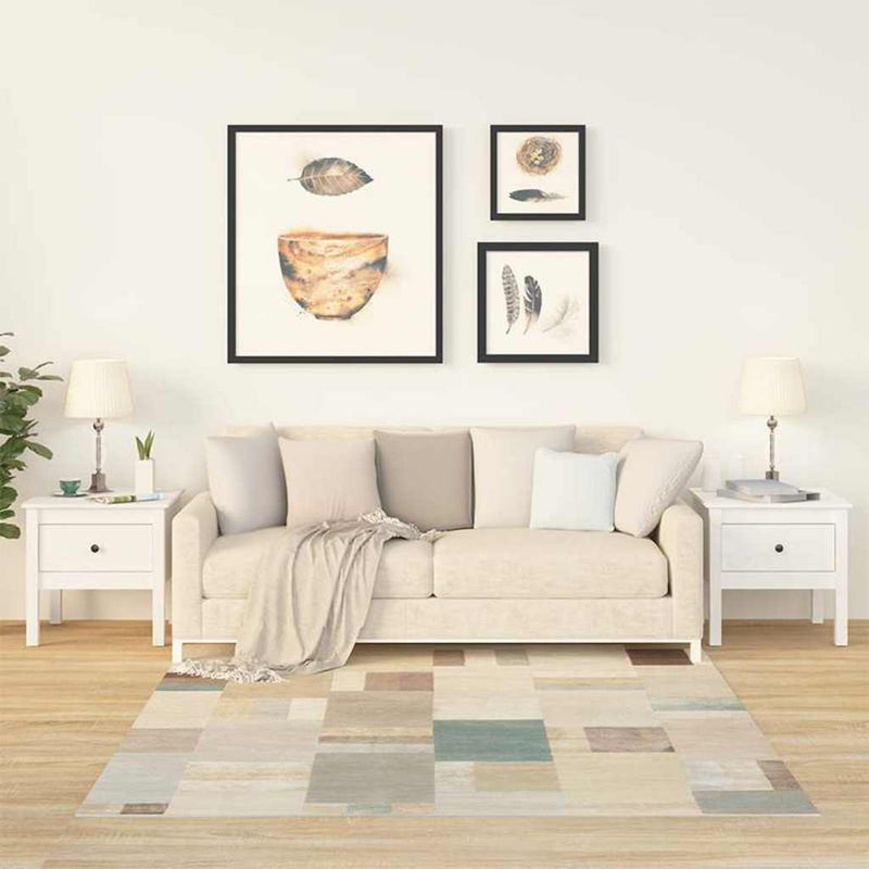 Mese laterale, 2 buc., alb, 50x50x49 cm, lemn masiv de pin