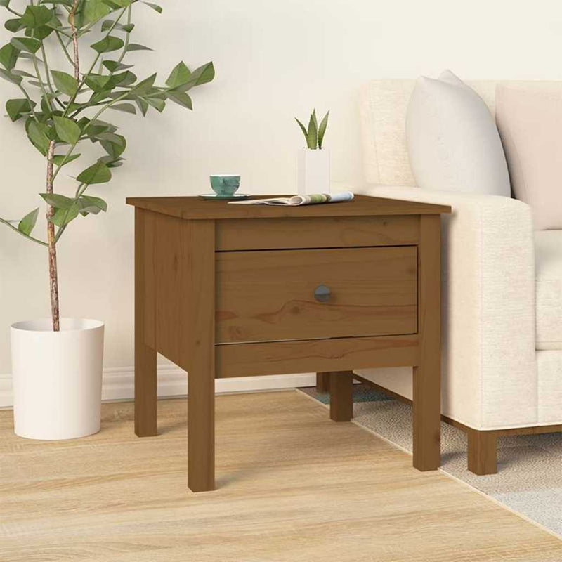 Mese laterale 2 buc. maro miere 50x50x49 cm lemn masiv de pin