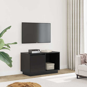 Comodă TV, negru, 74x35x44 cm, lemn masiv de pin
