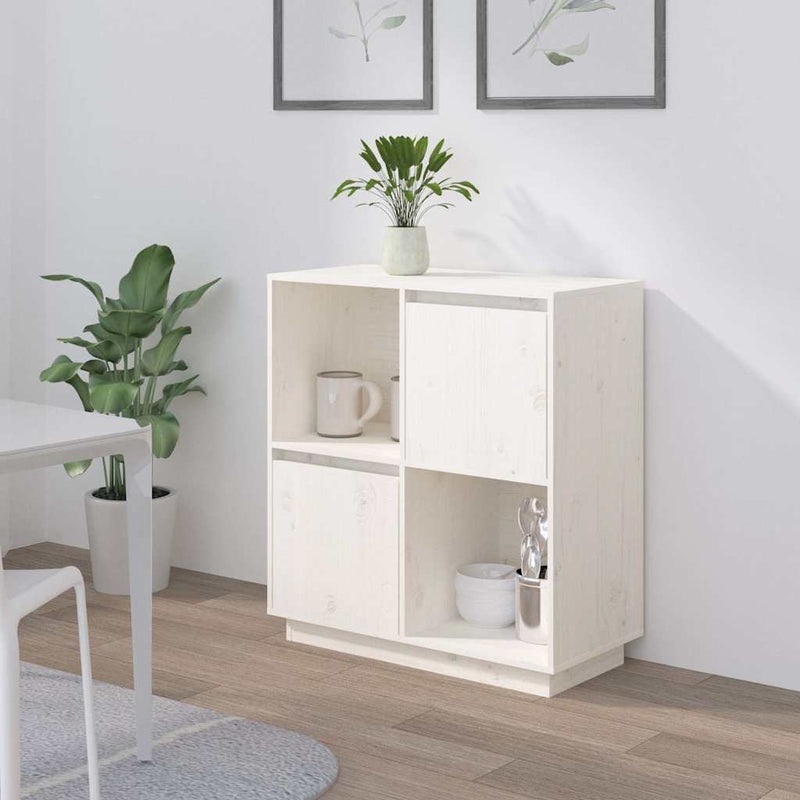 Dulap, alb, 74x35x80 cm, lemn masiv de pin