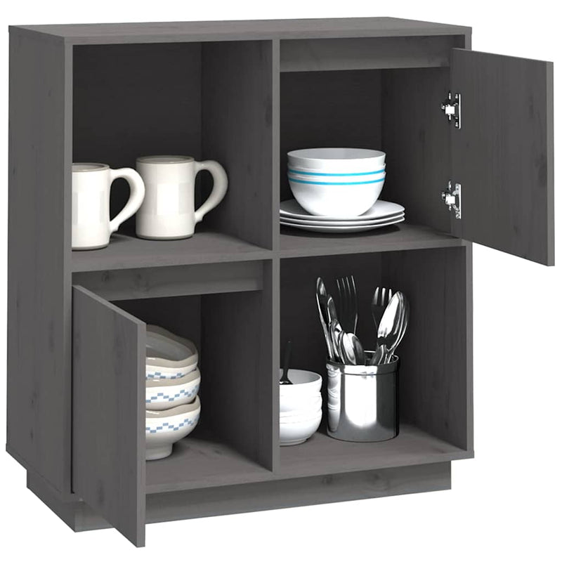Dulap, gri, 74x35x80 cm, lemn masiv de pin
