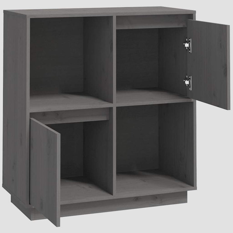 Dulap, gri, 74x35x80 cm, lemn masiv de pin