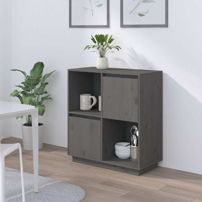 Dulap, gri, 74x35x80 cm, lemn masiv de pin