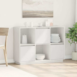 Servantă, alb, 110,5x35x80 cm, lemn masiv de pin