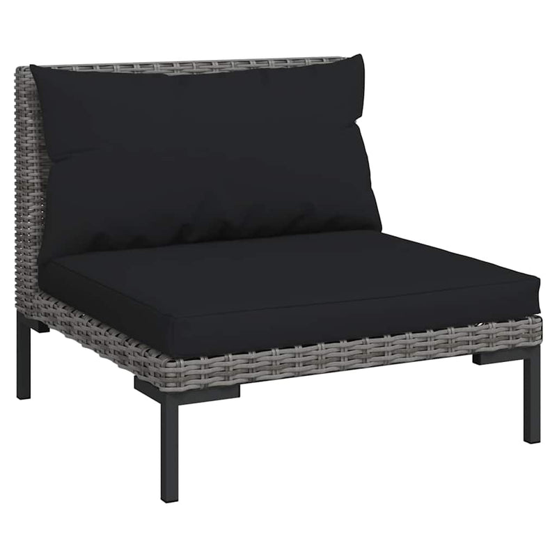 Set mobilier de grădină cu perne, 4 piese, gri închis poliratan
