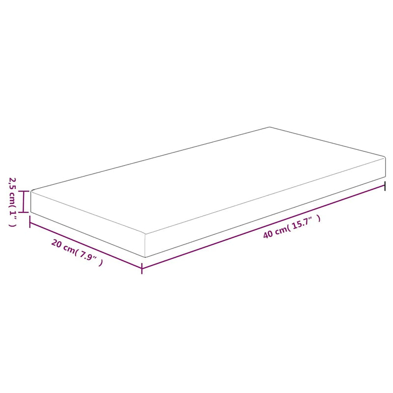 Poliță, 40x20x2,5 cm, lemn masiv de stejar netratat