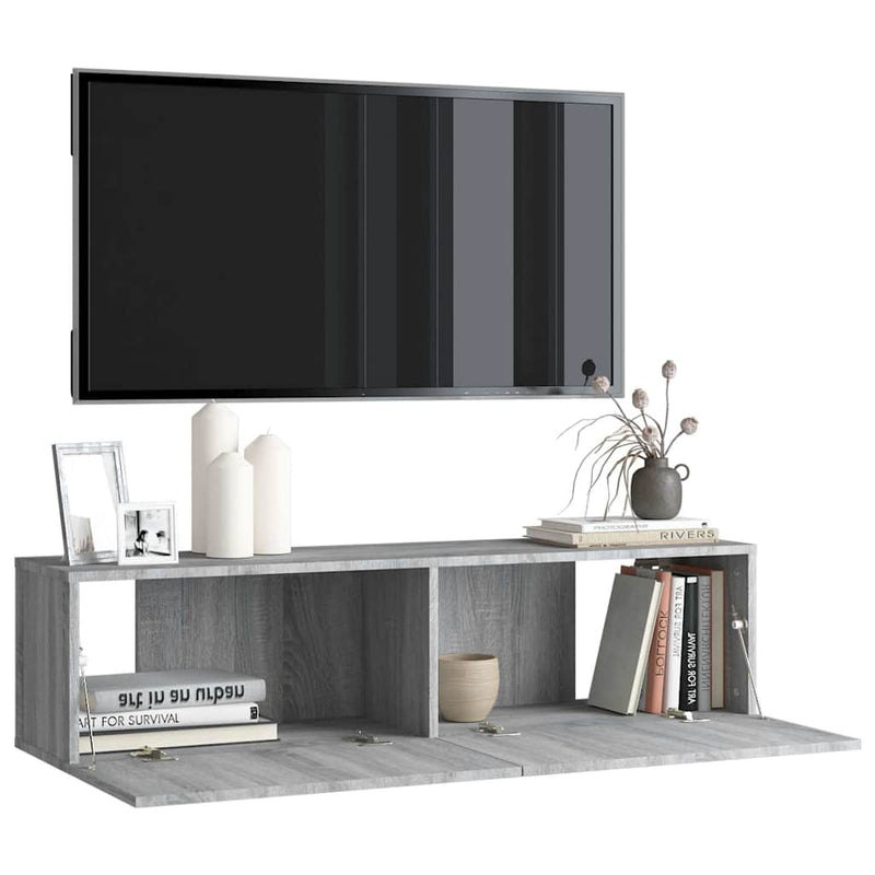 Comodă TV de perete, gri sonoma, 120x30x30 cm, lemn compozit