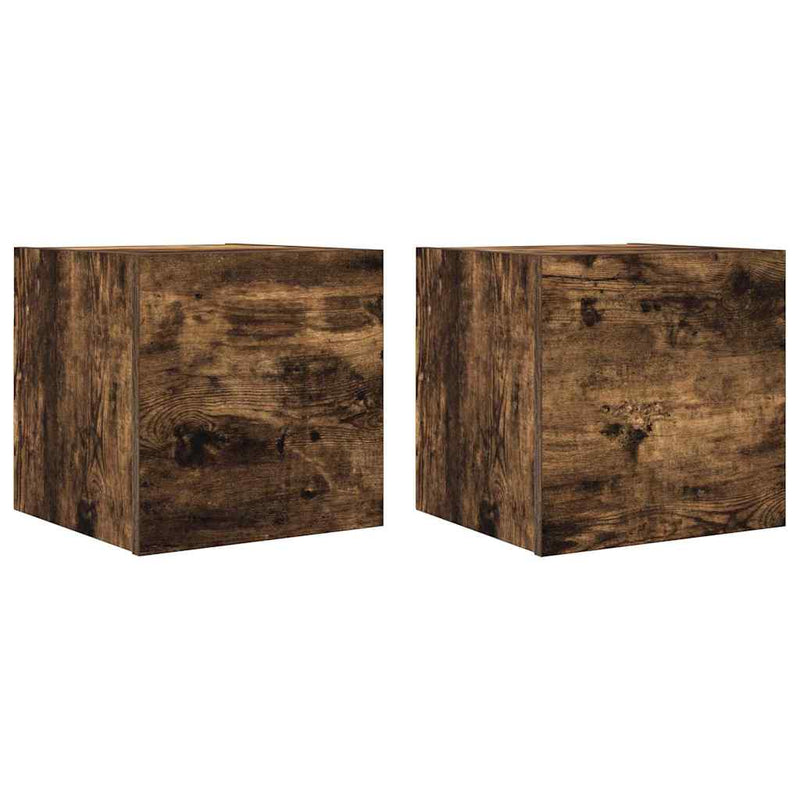 Comode TV montaj pe perete 2 buc. stejar fumuriu 30,5x30x30 cm