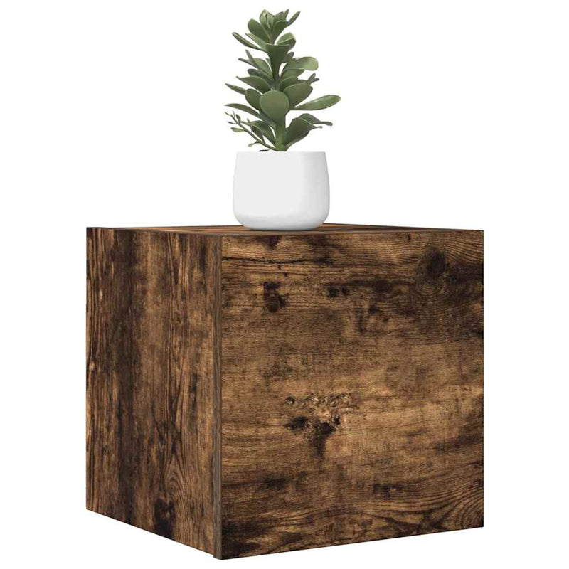 Comode TV montaj pe perete 2 buc. stejar fumuriu 30,5x30x30 cm
