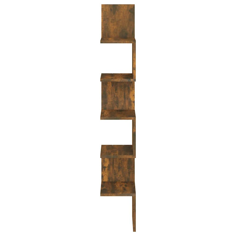 Raft perete de colț stejar afumat 20x20x127,5 cm lemn compozit