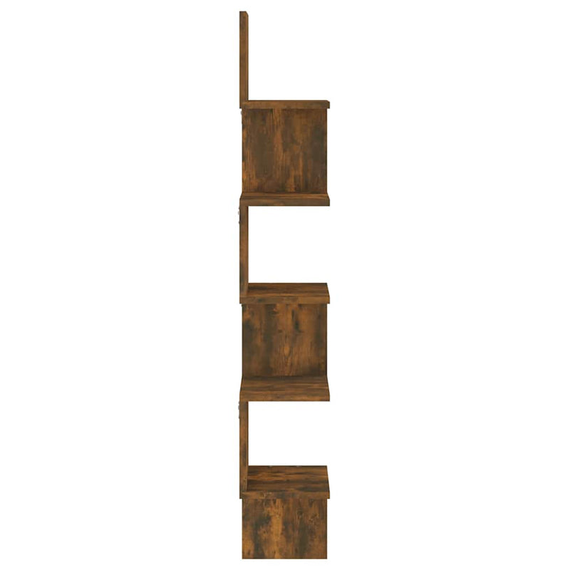Raft perete de colț stejar afumat 20x20x127,5 cm lemn compozit