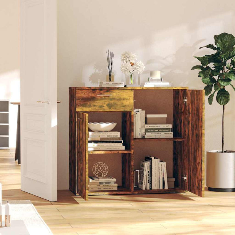 Dulap, stejar fumuriu, 80x36x75 cm, lemn compozit