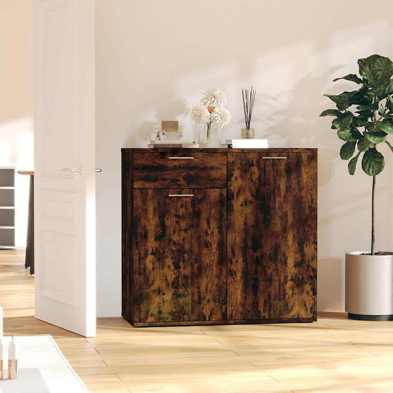 Dulap, stejar fumuriu, 80x36x75 cm, lemn compozit
