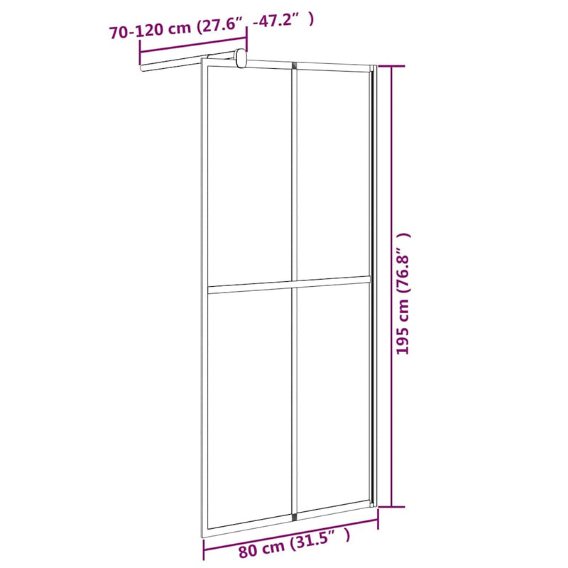 Paravan duș walk-in 80x195 cm sticlă securizată culoare închisă