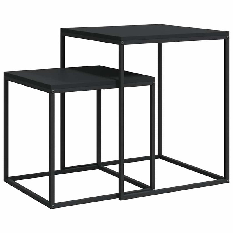 Set măsuțe de cafea, 2 buc., lemn prelucrat și metal