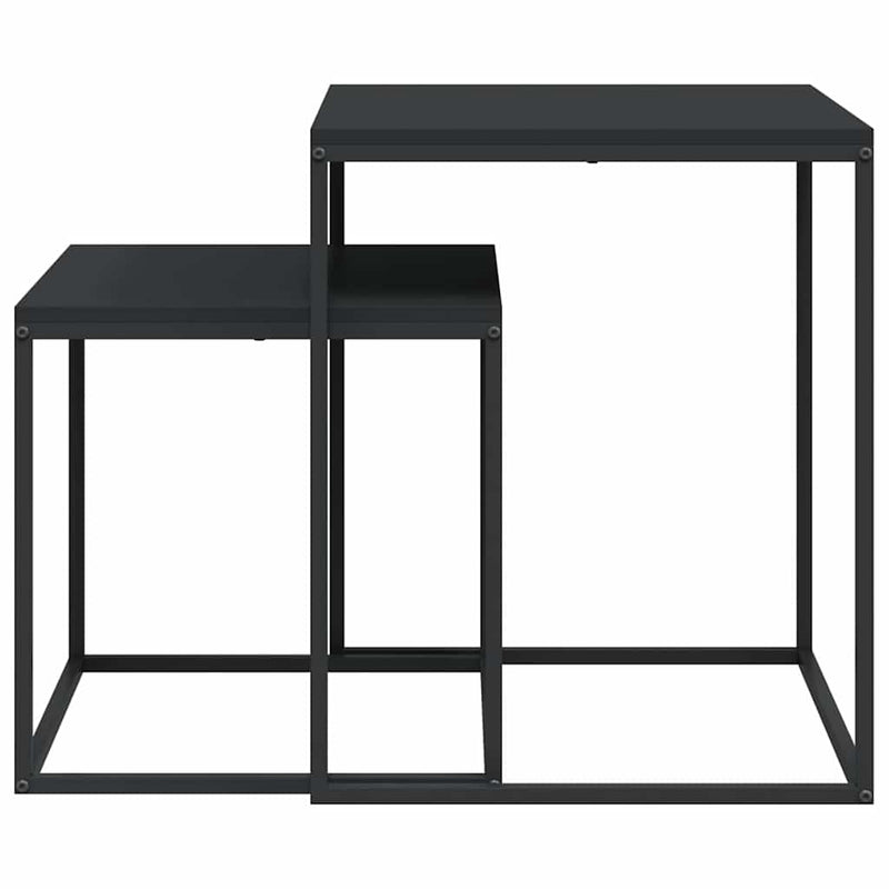 Set măsuțe de cafea, 2 buc., lemn prelucrat și metal