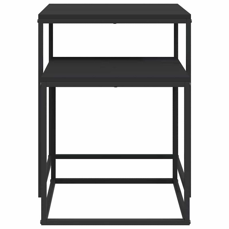 Set măsuțe de cafea, 2 buc., lemn prelucrat și metal