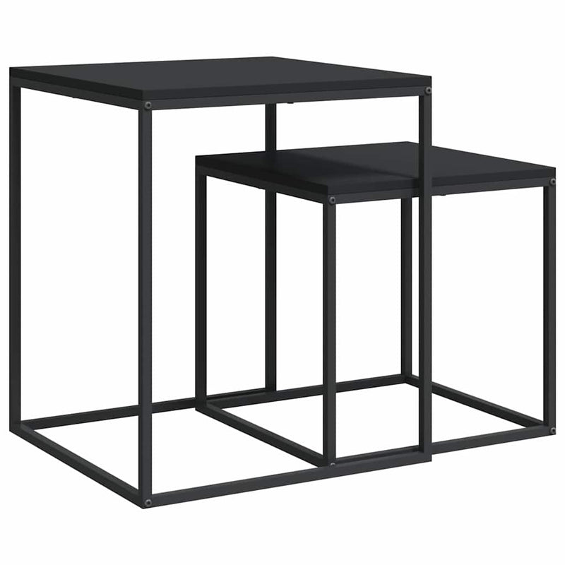 Set măsuțe de cafea, 2 buc., lemn prelucrat și metal