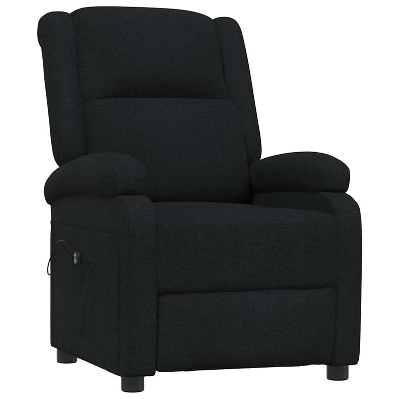 Fotoliu rabatabil electric, negru, material textil