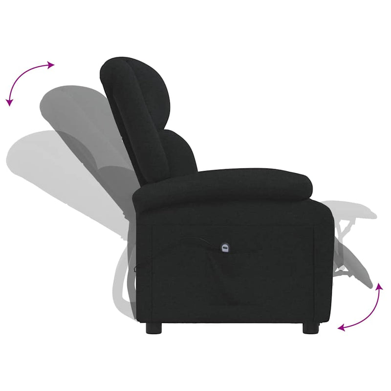 Fotoliu rabatabil electric, negru, material textil