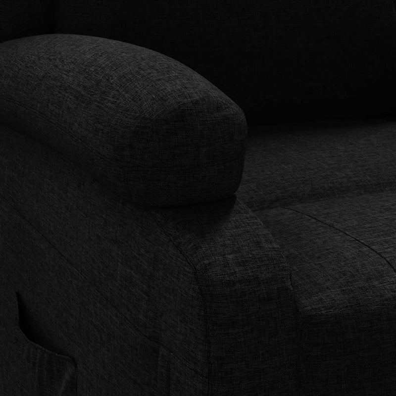 Fotoliu rabatabil electric, negru, material textil