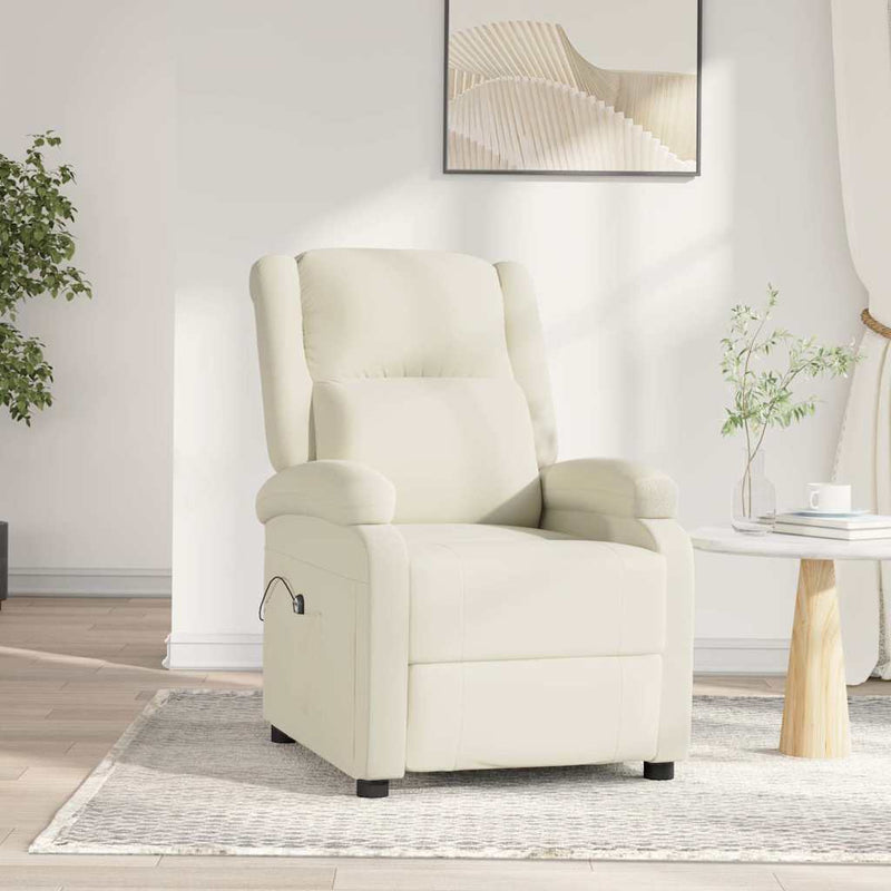 Fotoliu rabatabil electric, crem, catifea