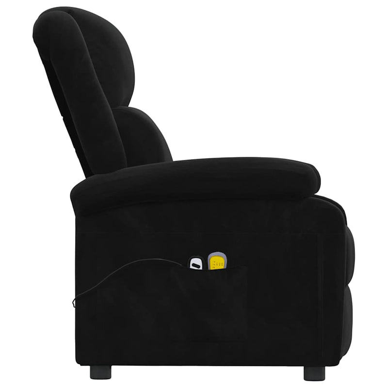 Fotoliu de masaj electric, negru, catifea