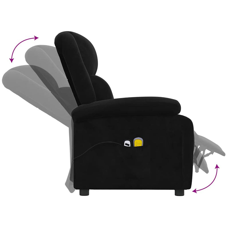 Fotoliu de masaj electric, negru, catifea