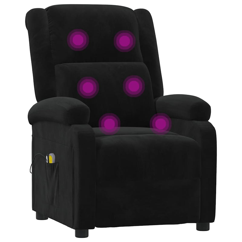 Fotoliu de masaj electric, negru, catifea