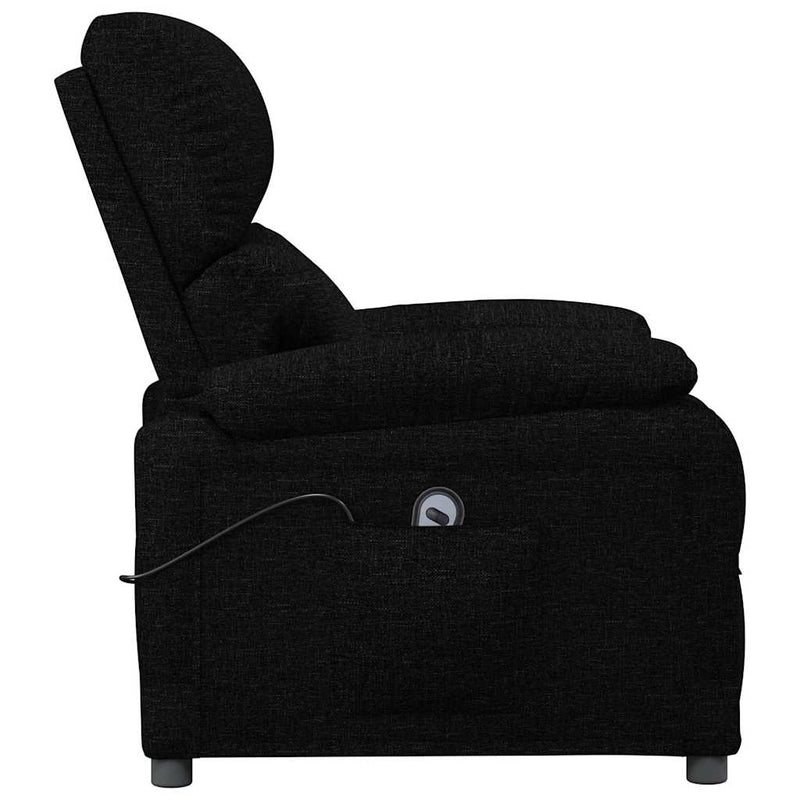 Fotoliu rabatabil electric, negru, material textil