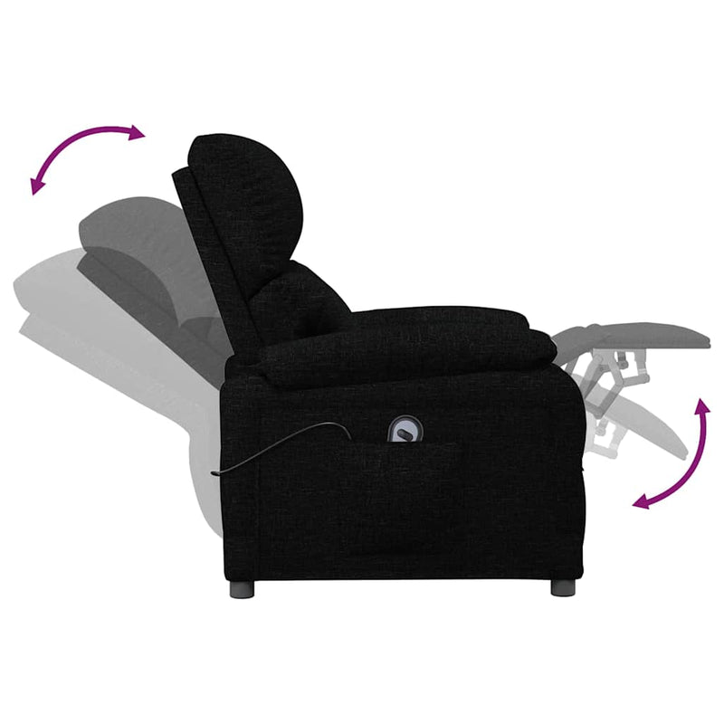 Fotoliu rabatabil electric, negru, material textil