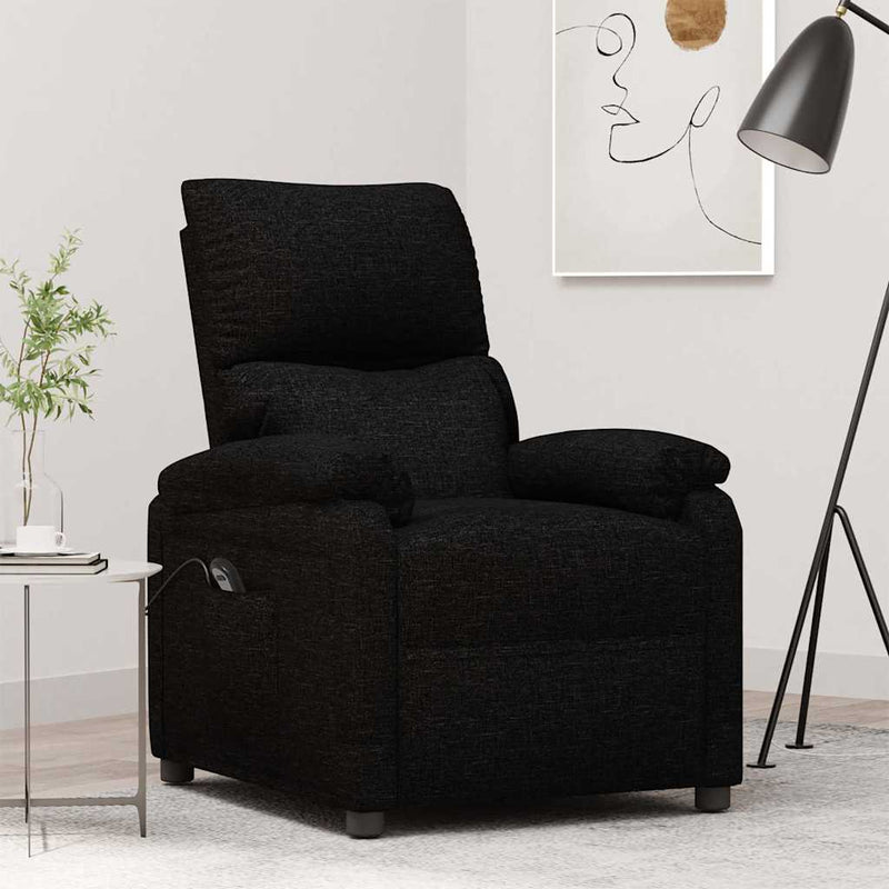 Fotoliu rabatabil electric, negru, material textil