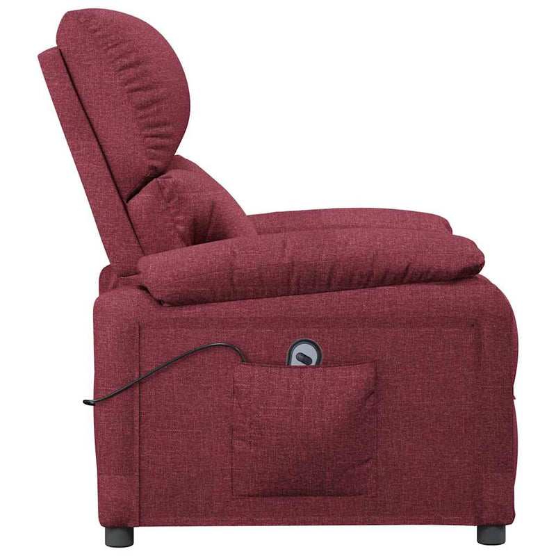 Fotoliu rabatabil electric, roșu vin, material textil