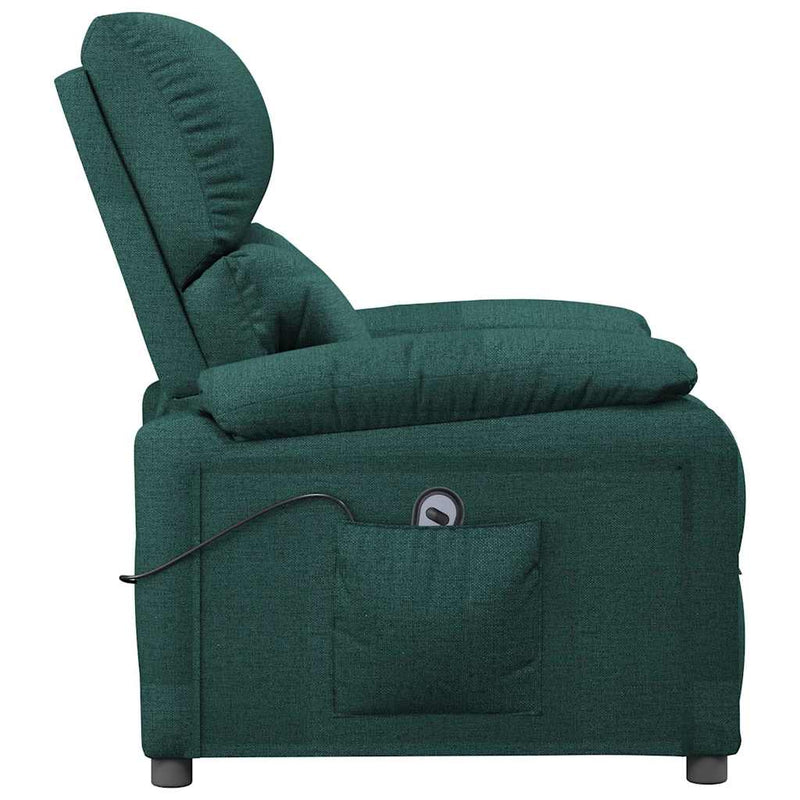 Fotoliu rabatabil electric, verde închis, material textil