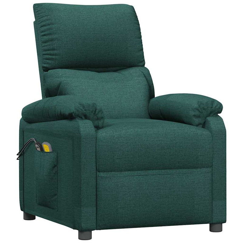 Fotoliu de masaj electric, verde închis, material textil