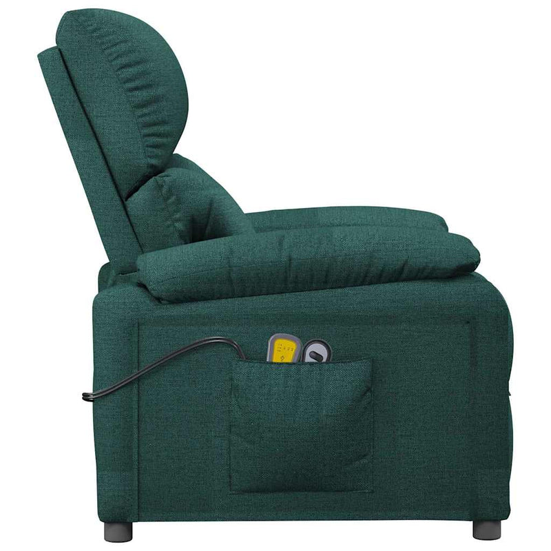 Fotoliu de masaj electric, verde închis, material textil