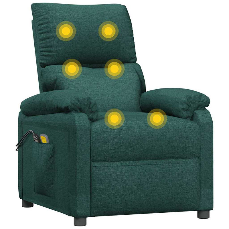 Fotoliu de masaj electric, verde închis, material textil