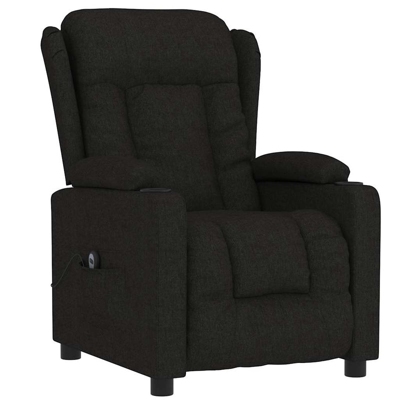 Fotoliu rabatabil electric, negru, material textil