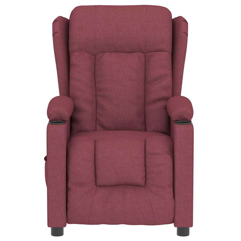 Fotoliu rabatabil electric, roșu vin, material textil