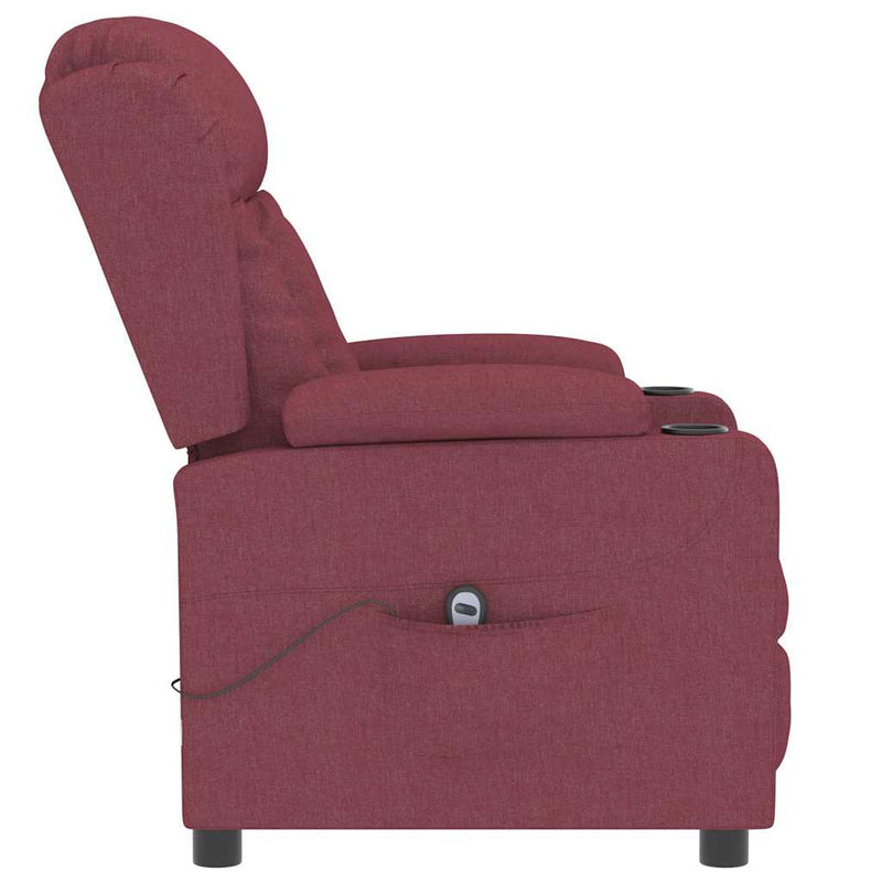 Fotoliu rabatabil electric, roșu vin, material textil