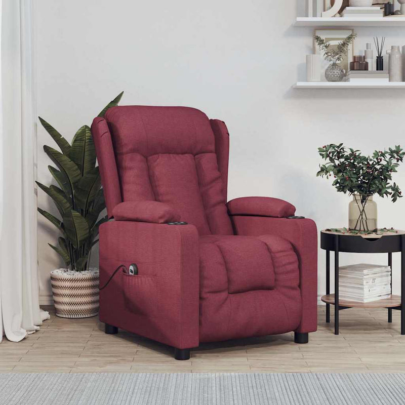Fotoliu rabatabil electric, roșu vin, material textil