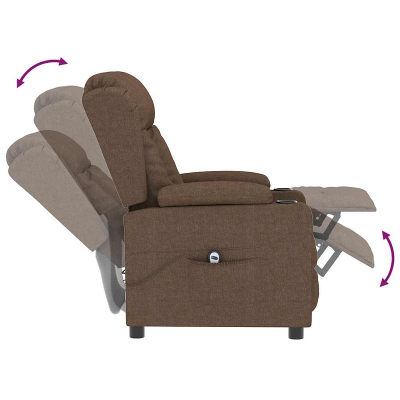 Fotoliu rabatabil electric, maro, material textil