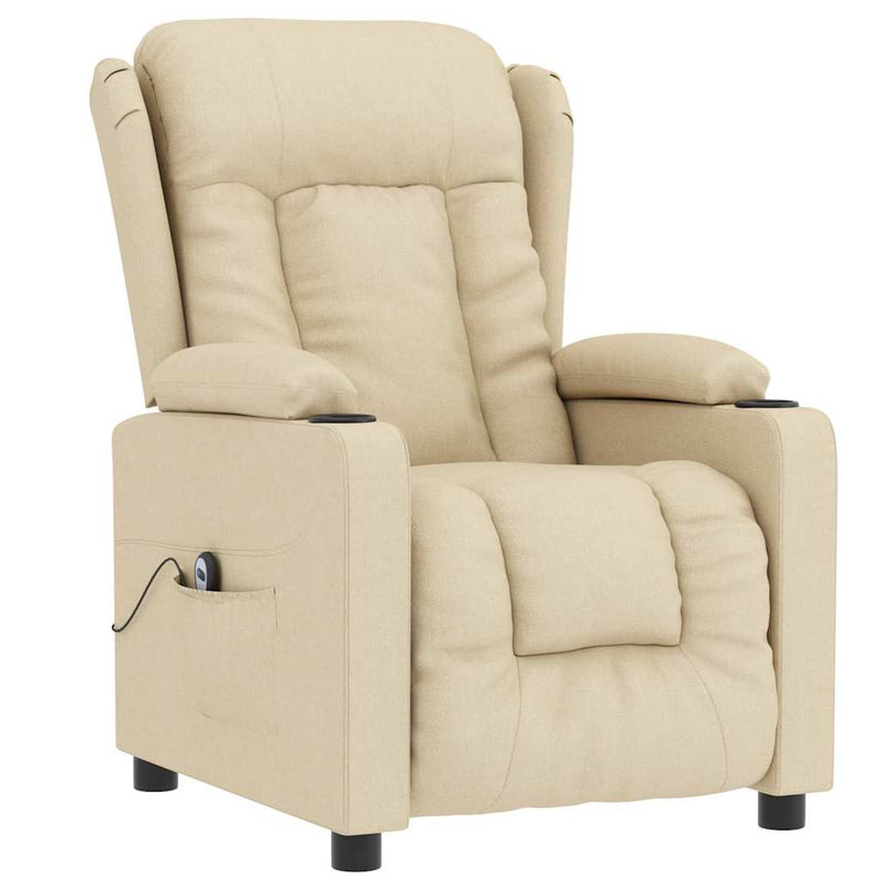 Fotoliu rabatabil electric, crem, material textil
