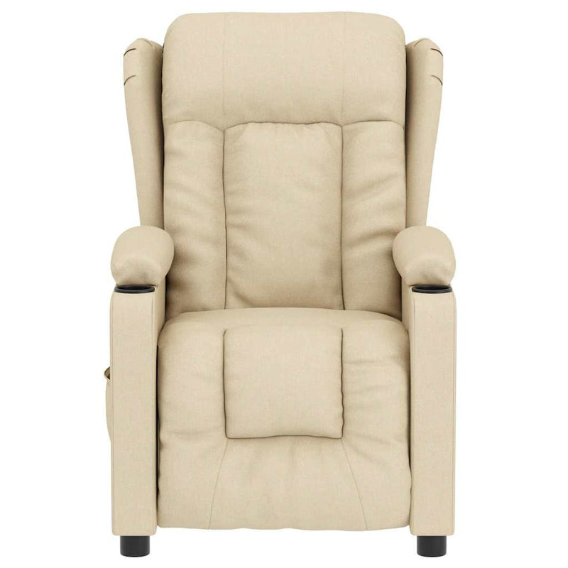 Fotoliu rabatabil electric, crem, material textil